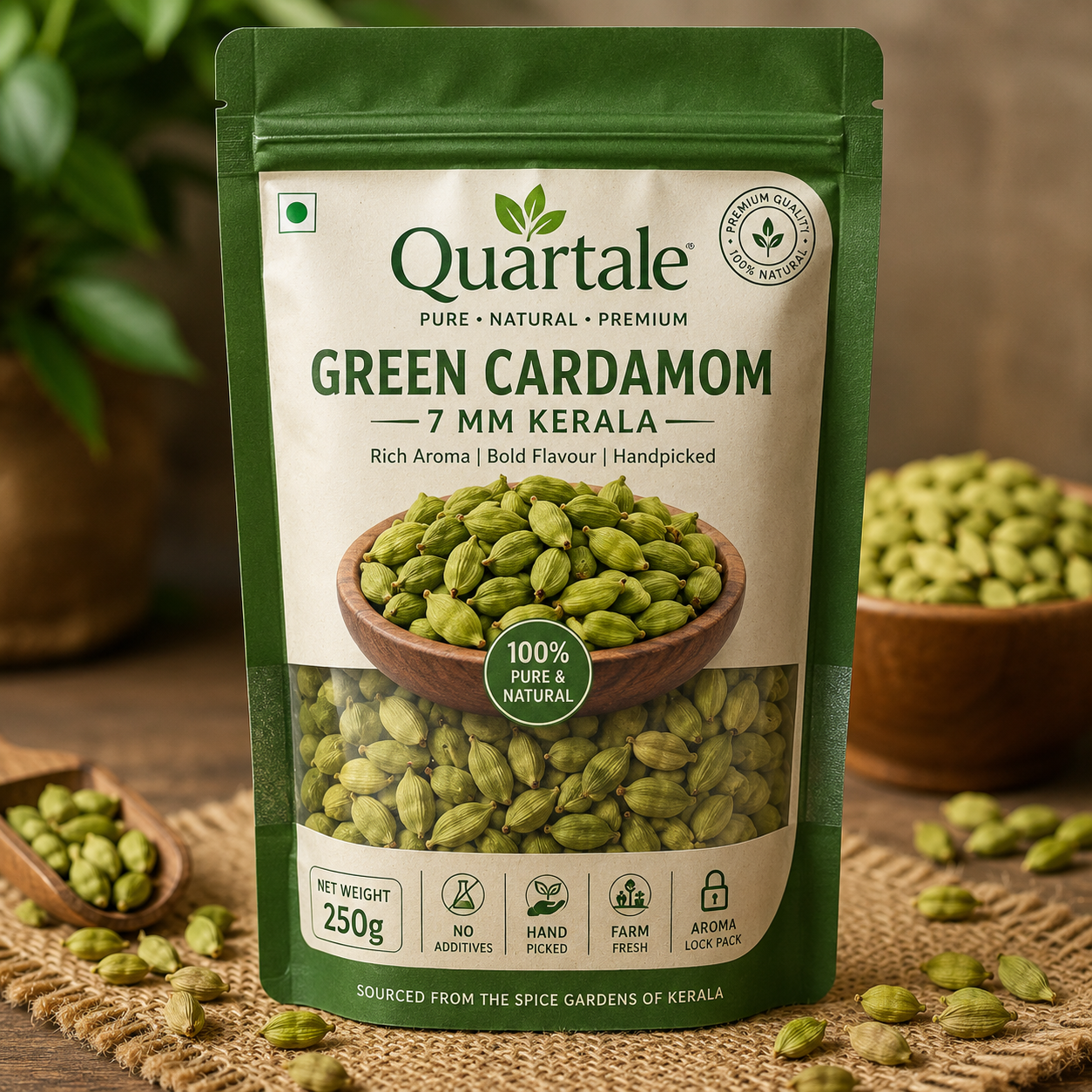 Cardamom 7 mm Kerala | 250 g Packet